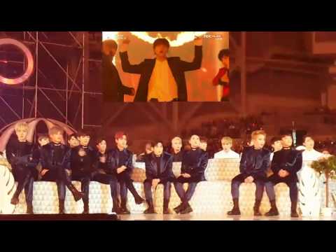 161119 EXO(엑소) reaction to BTS(방탄소년단) - Blood Sweat & Tears + FIRE  @MMA