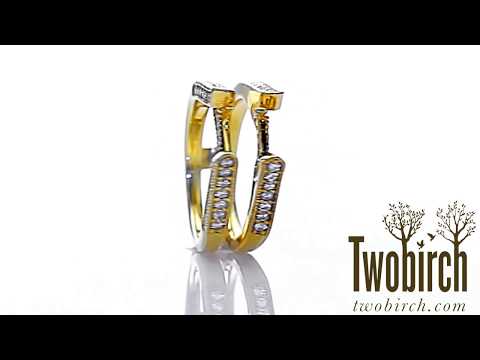 0.55ct. Millgrained Round Cathedral Ring Guard - TwoBirch TB-GUARD-0045-WG-H