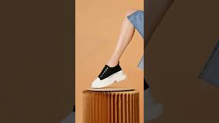 Giày thể thao nữ MWC - 0645 Giày Thể Thao Nữ,Sneaker Da Siêu Êm Chân Đế Độn 5CM Hot Trend