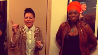 Emily King sings Radio with India Arie backstage at The Beacon Theater, NYC 2013