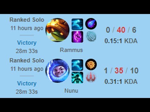 GAGNER UNE PARTIE CLASSÉE en DIAMANT avec Rammus 0/40 et Nunu 1/35!