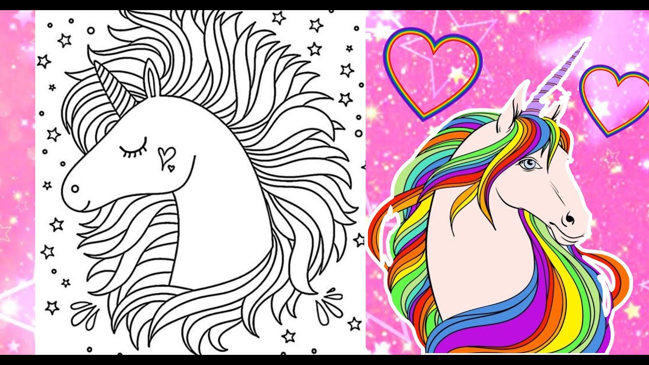 Colorful Rainbow UNICORN Coloring Page Cute Magical Unicorn Colorful Coloring Page Book - In MARKERS