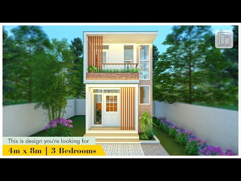 Small Two Storey House with 3 Bedrooms - 4x8 m