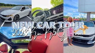 I BOUGHT MY FIRST CAR at 22 + NEW CAR TOUR | 2023 Kia K5 GT-Line Wolf Grey With Red Interior