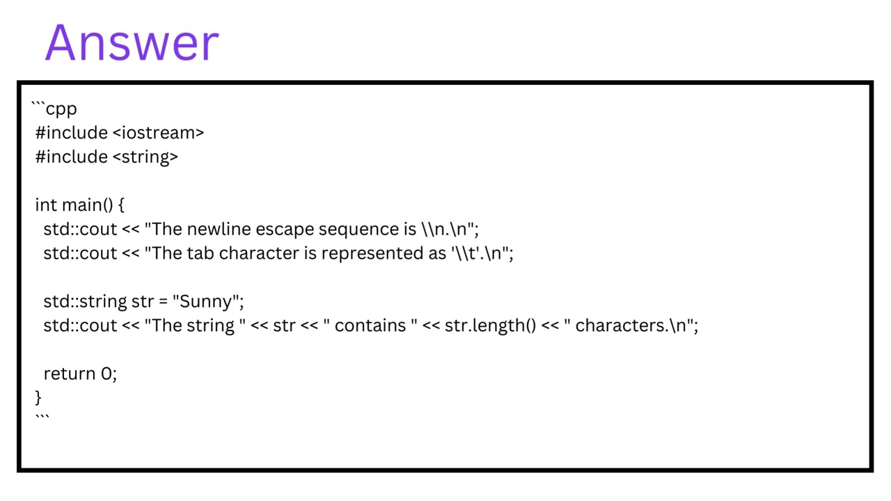 Write a C++ program to print out the following sentences: Font The newline escape sequence is \n.