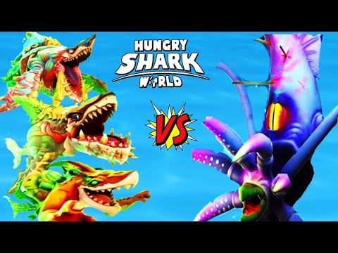 Hungry Shark World - ALPHA ZOMBIE, ANCIENT SHARK, MELTDOWN SHARK vs Giant Colossal Squid Boss 2020