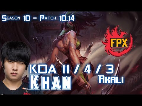 FPX Khan AKALI vs YASUO Mid - Patch 10.14 KR Ranked