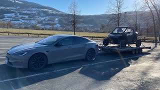 TOWING TO THE RACE TRACK WITH A TESLA PLAID (IMMERSIVE 4K SCENERY)