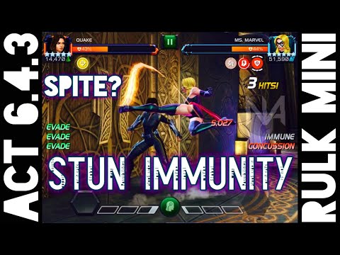 Act 6.4.3 Spite and Stun Immune Path with Quake and Namor vs Red Hulk Miniboss