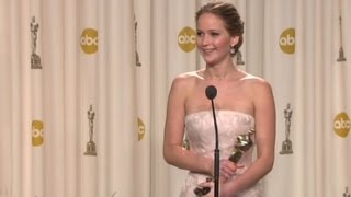 Raw: Jennifer Lawrence backstage after 2013 Oscar win