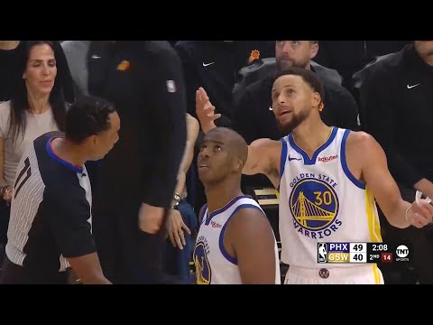 Steph Curry and Chris Paul got really angry with the referee after 2 fouls in 1 second vs Suns