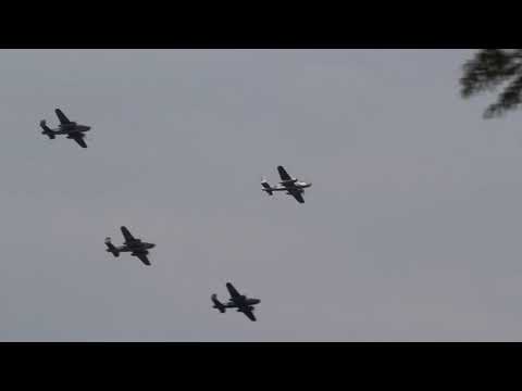 NoVA WW2 Airshow Close Formation Flyby of Bombers + Fighters