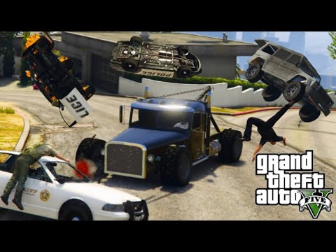 GTA 5 - Towtruck(Fast&Furious) - Destruction Compilation 🔥🔥5 star Chasing..OP🔥