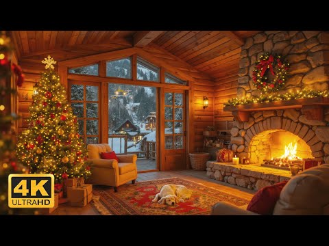 Relaxing Instrumental Christmas Music 🎅🎄Crackling Fireplace & Cozy Christmas Ambience for Deep Sleep