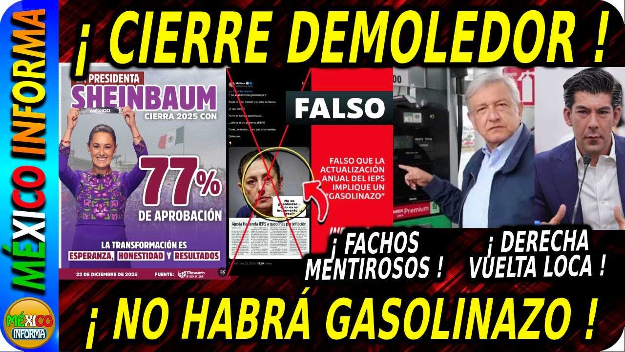 CIERRE DEMOLEDOR: SHEINBAUM LÍDER MUNDIAL. FACHOS FURIOSOS POR QUE NO HABRÁ GASOLINAZO.