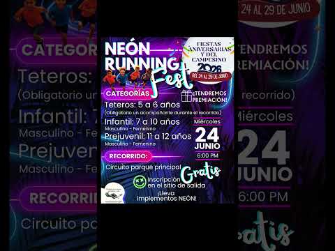 NEÓN RUNNING FEST: LA ENERGÍA Y EL COLOR ILUMINARÁN LAS FIESTAS ANIVERSARIAS Y DEL CAMPESINO 2026