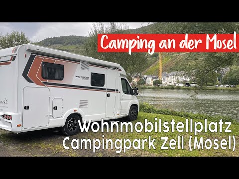 Motorhome pitch Zell Mosel | Camping park pedestrian bridge | Camping Rhineland-Palatinate