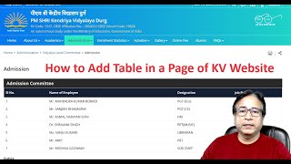 How to Add Table in Page in KV Website | NEW KV Website