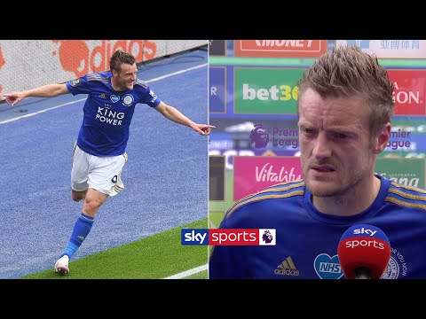 Jamie Vardy reacts to scoring his 100th Premier League goal! | Premier League Post Match