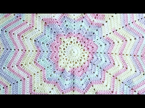 EASY CROCHET - 12 Point Star Baby Blanket  / Security Blanket