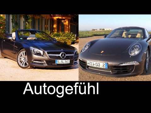 Best high class GT convertible comparison test review Mercedes SL vs Porsche 911 Targa 4S