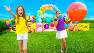 Nastya and friends at the balloon park