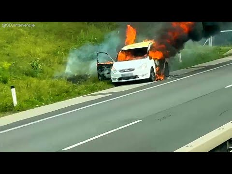 [RIDE ALONG] VFD Slovenske Konjice, Fire Engine - responding to car fire on the highway