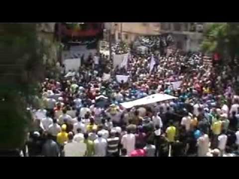 كلمة أبو جعفر المغربل أثناء مظاهرة في مدينة القصير في ريف حمص في جمعة "أبطال جامعة حلب"