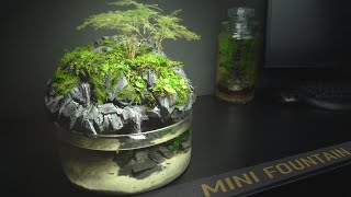 Mini TableTop Fountain Aquaterrarium with Waterfall Plastic Bottle DIY Aquarium No co2 l No filter