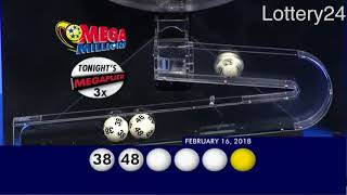2018 02 16 Mega Millions Numbers and draw results