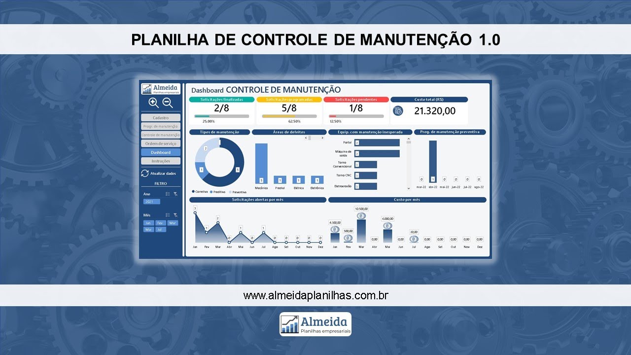 PLANILHA DE CONTROLE DE MANUTENÇÃO EM EXCEL 1.0 | ALMEIDA PLANILHAS
