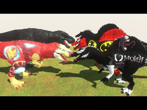 TEAM IRON MAN DEADLY T REX DEATH RUN - Animal Battle Simulator