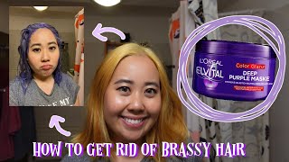 HOW TO GET RID OF BRASSY/YELLOW HAIR with deep purple hair mask