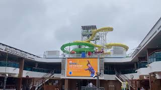Rough seas on Carnival splendour pool view between Australia and New Zealand