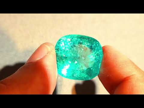 🤩Exceptional GIA Certified 56.43 ct Vivid Neon Blue #ParaibaTourmaline cushion cut gemstone