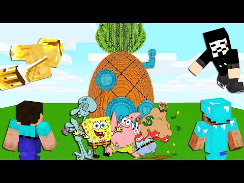 Minecraft Battle: NOOB vs PRO vs HACKER vs GOD - SPONGEBOB CRAFTING CHALLENGE in Minecraft Animation