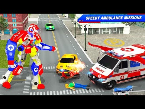 Flying Ambulance Robot Car Transform: Robot Games Falcon Gamerz Gameplay