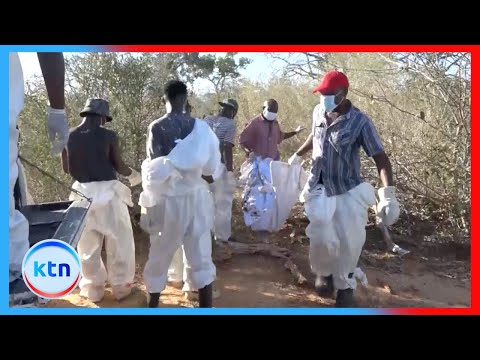 Seven bodies exhumed at Kwa Binzaro, 54 body parts collected from the forest and taken to the morgue