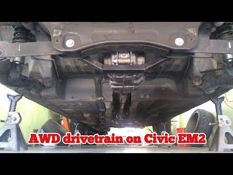 AWD driveline installation on Red's K-series Civic EM2
