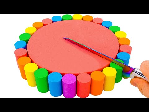 Videos satisfactorios | Cómo hacer un pastel arcoíris mezclando arena cinética (ASMR)