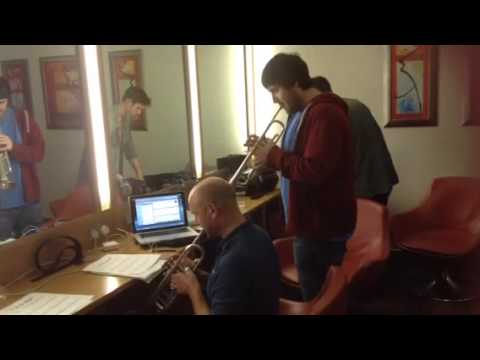 Interskalactic horns preparing for The Late Late Show