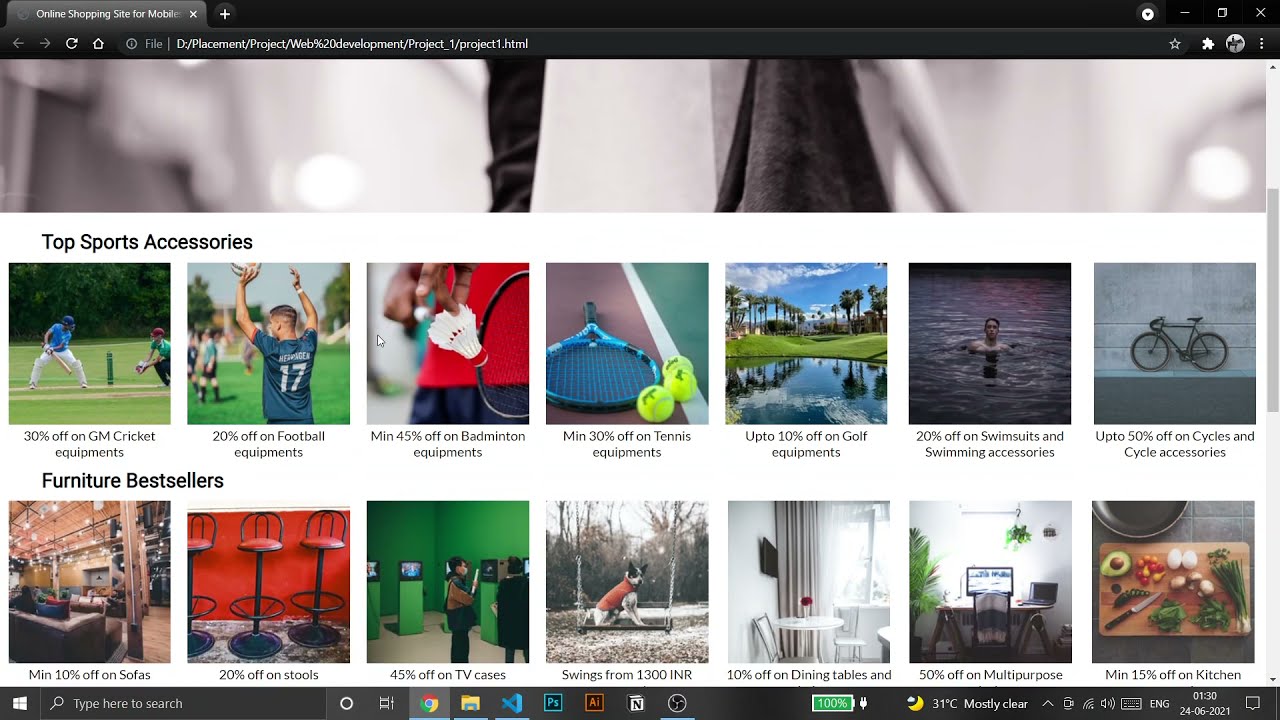 Flipkart clone project made purely using HTML and CSS | Source code in description