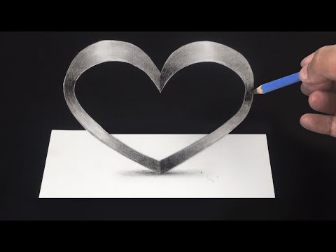 How to Draw a 3D Heart Shape - Easy Drawing for...