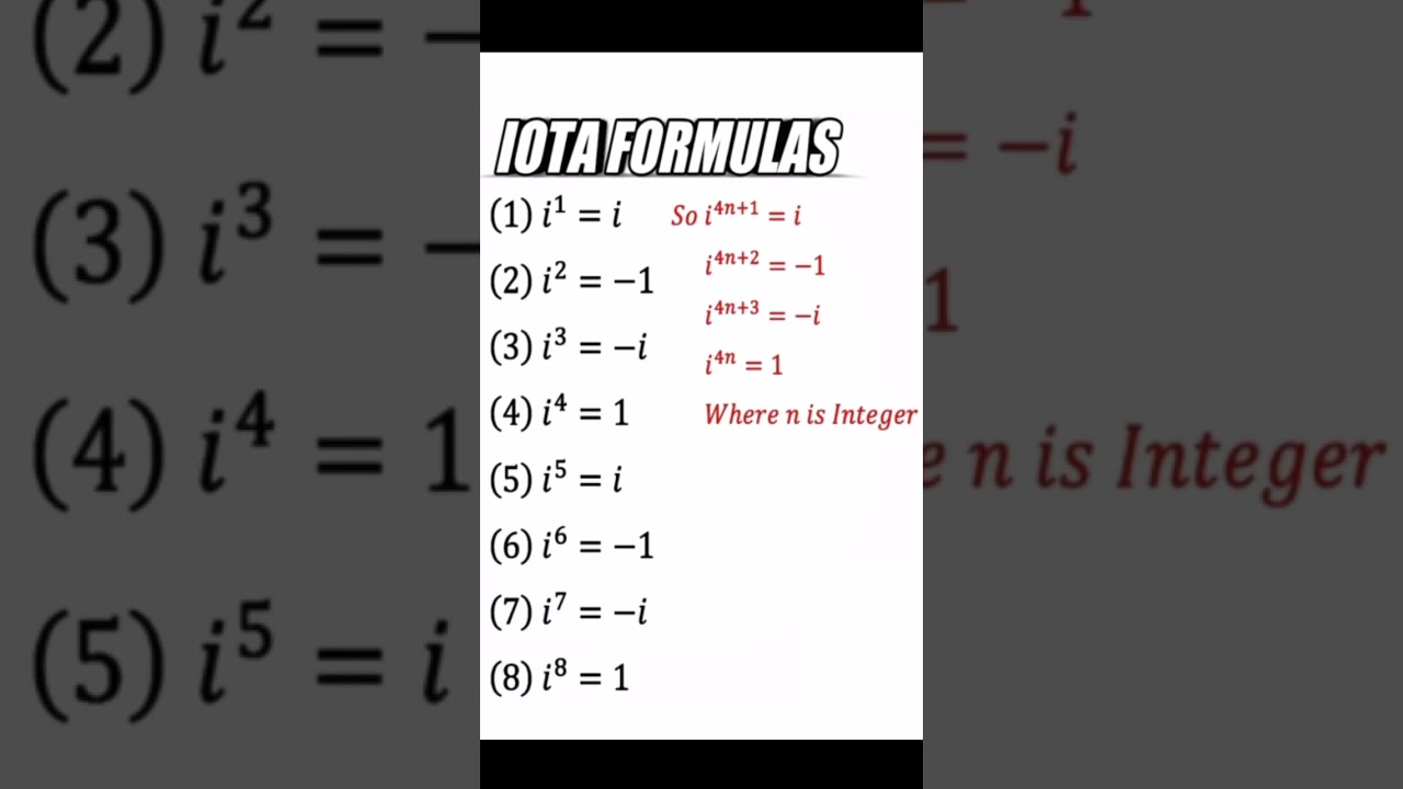 Iota formula l Basic mathematics #iota #iotapplications #complex