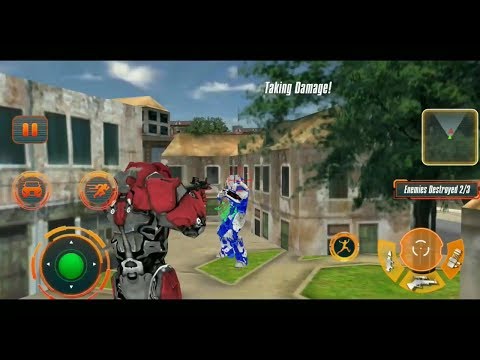 Flying Police Car Transform Robot Shooting Games Level 01 #01 | Crodiox
