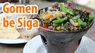 Gomen be siga - Sizzling Ethiopian beef and collard greens - YouTube
