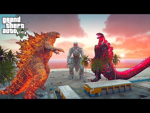 Burning Godzilla vs Shin Godzilla and Mechagodzilla | GTA V Mods