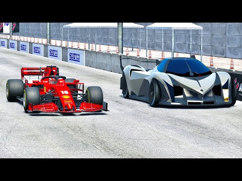 Devel Sixteen 2014 vs Ferrari F1 2020 - Drag Race 2 KM