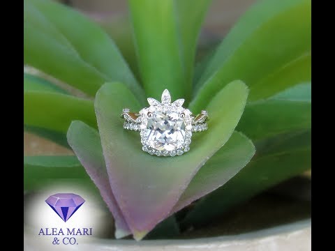 White Sapphire and Diamond Bridal Set, 3.10ctw - Made To Order 14kt, 18kt or Platinum