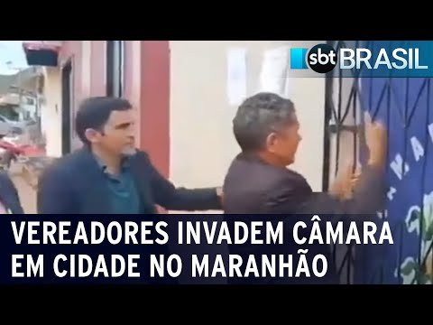 Vereadores invadem Câmara com serra elétrica em cidade no Maranhão | SBT Brasil (10/01/24)